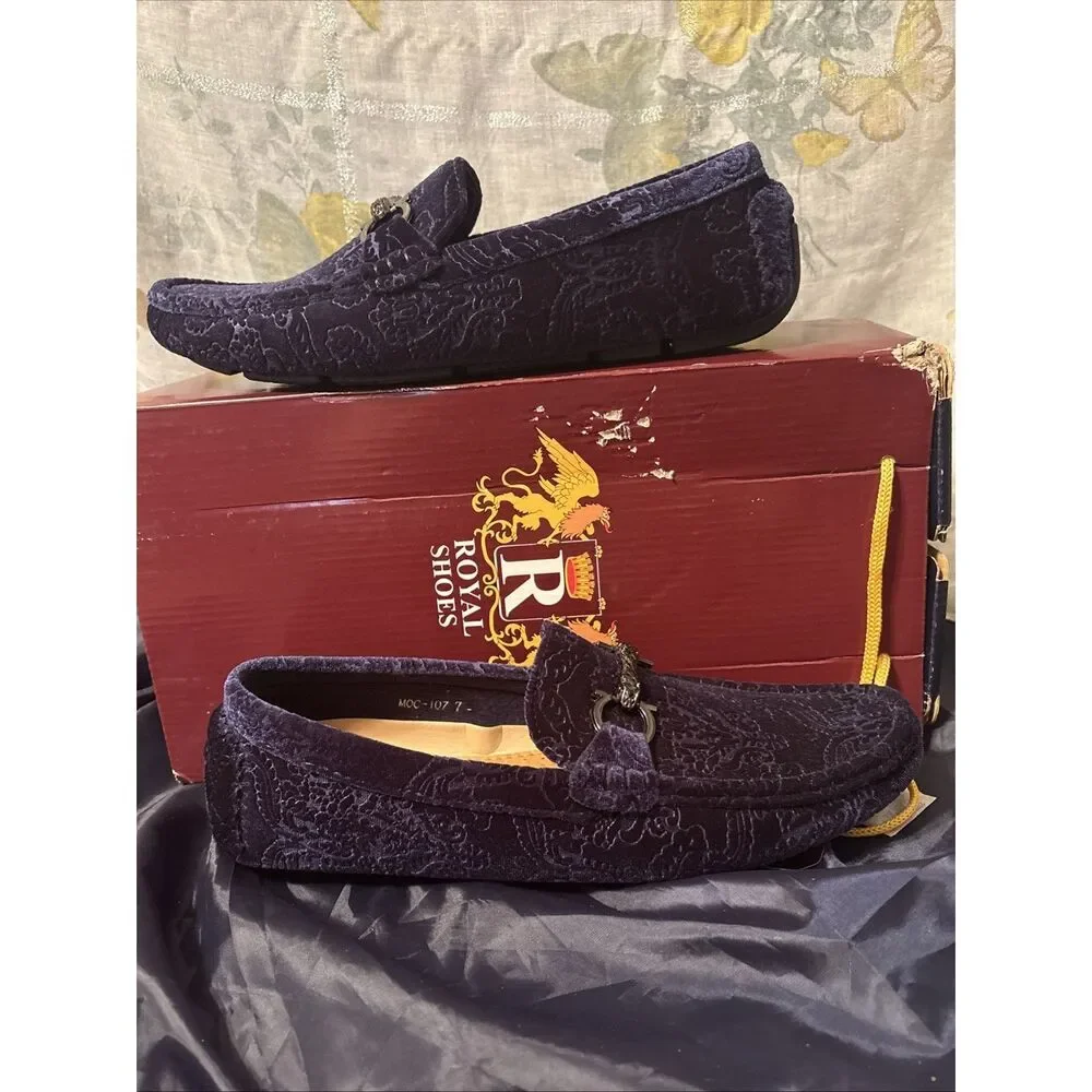 EUC Royal Shoes Mens Suede Velvet Loafer‎ Shoes Size 7